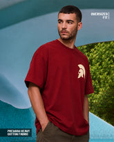 Spartan Crest Minimal Oversized T-Shirt - Red