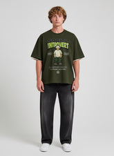 Social Introvert Oversized T-Shirt – Olive Green