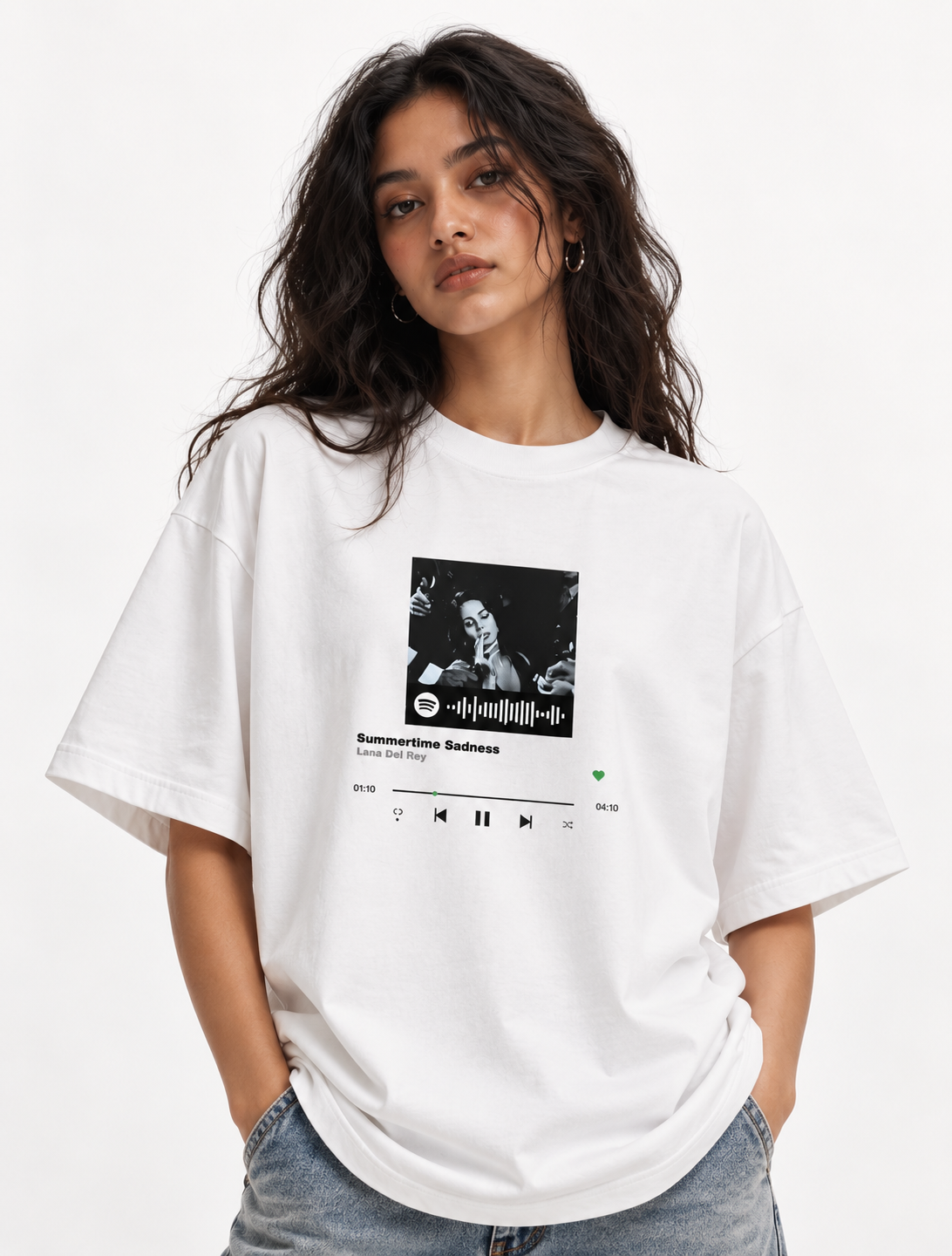 Women’s Summertime Sadness – Music Player Oversized T-Shirt  – 180 GSM