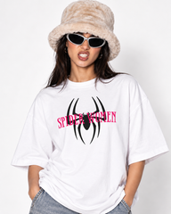 Women's Spider Women Oversized T-Shirt - White - 180 GSM Regular Fit