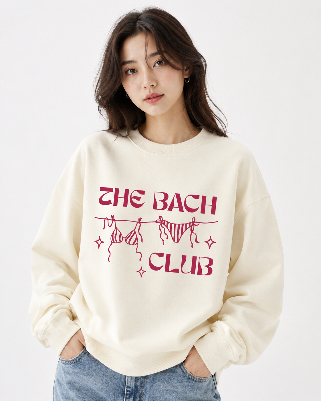 The Beach Club Graphic Cream Sweatshirt - beige