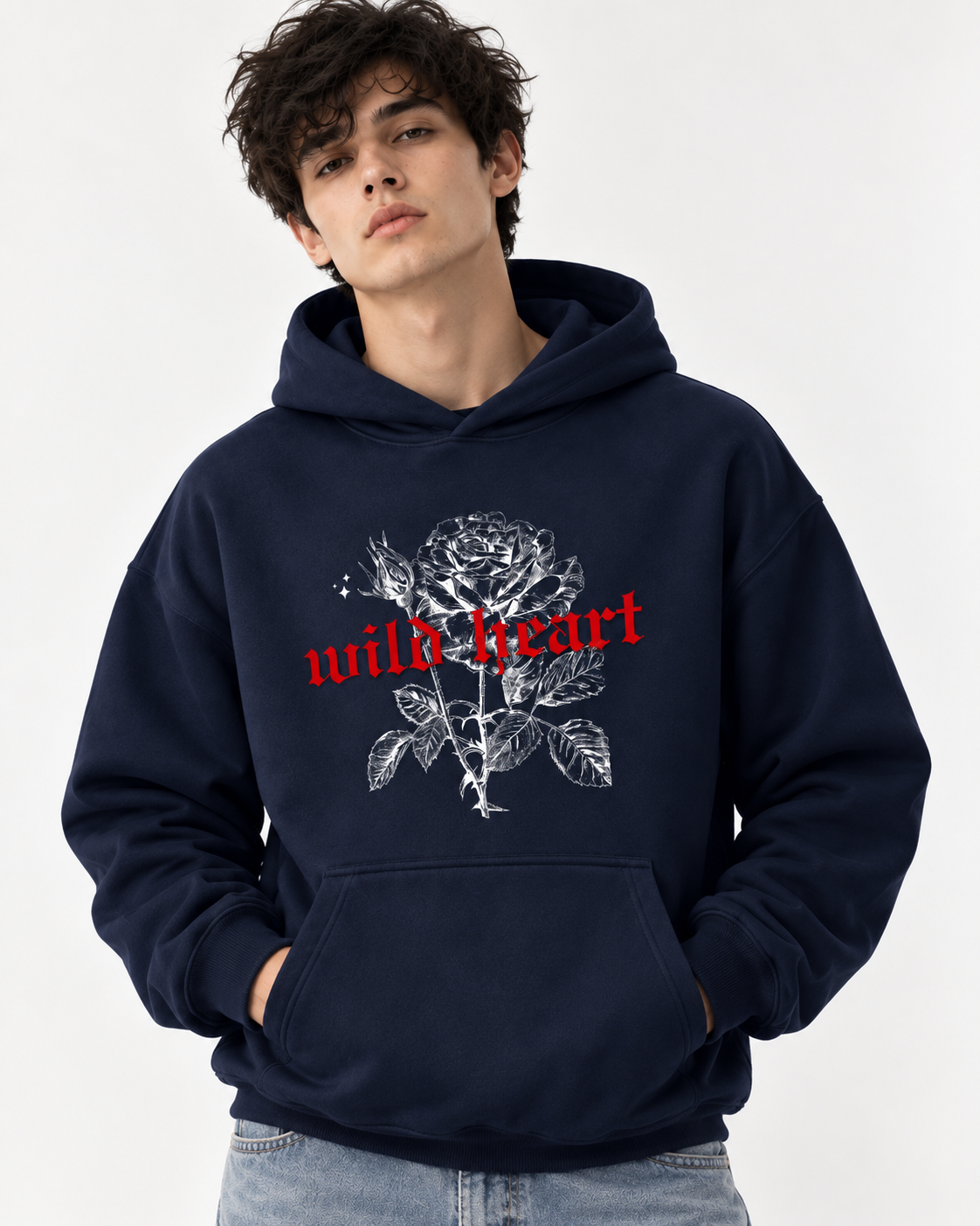 Men's Navy Blue RECOVER Graphic Print Pullover Hoodie - BLUE