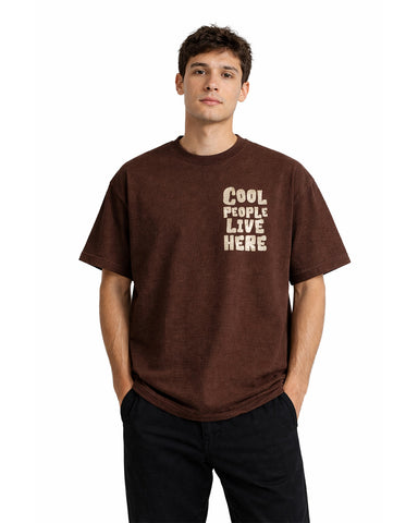 Cool People Live Here Oversized T-Shirt – Brown