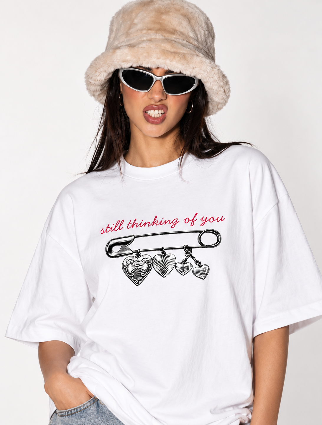Women’s  Still Thinking of You – Heart Charm Oversized T-Shirt – 180 GSM