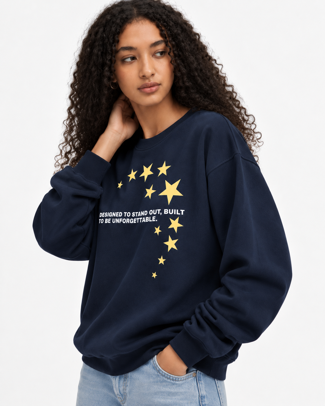 Navy “Stand Out” Star Graphic Oversized Sweatshirt - blue