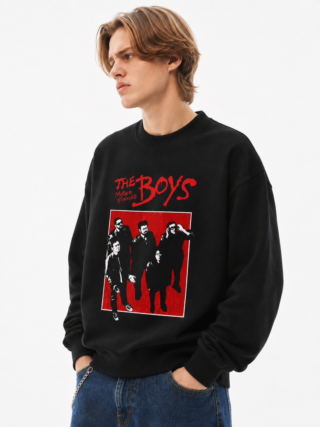 Men Black The Boys Graphic Printed Drop Shoulder Sweatshirt - BLACK