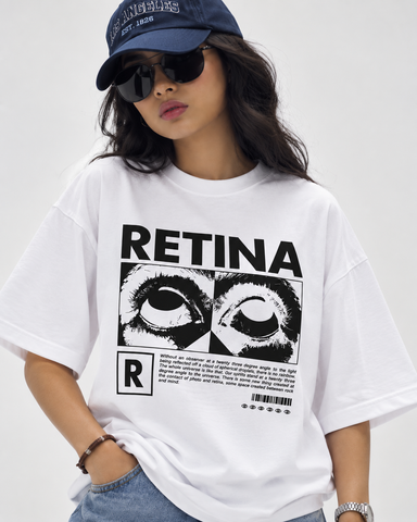 Women’s “Retina”  Relaxed Fit White Oversized T-Shirt – 180 GSM