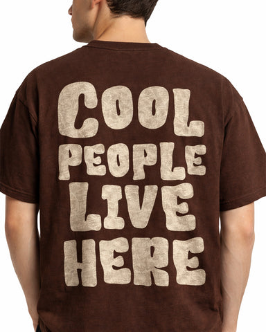 Cool People Live Here Oversized T-Shirt – Brown