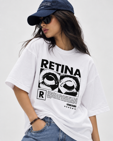 Women’s “Retina”  Relaxed Fit White Oversized T-Shirt – 180 GSM