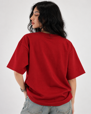 Women’s “Beautiful Journey” Butterfly Relaxed Fit Red Oversized T-Shirt – 180 GSM