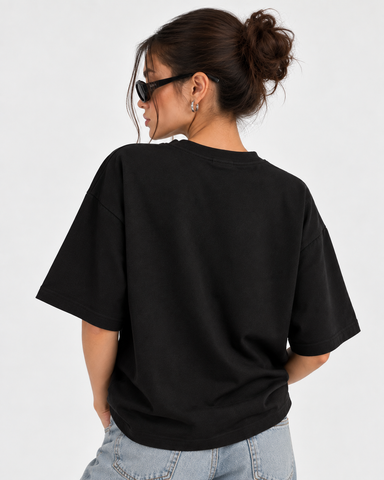 "Women's Work Until It Looks Easy Oversized T-Shirt - Black - 180 GSM Regular Fit "