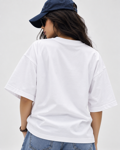 Women’s “Retina”  Relaxed Fit White Oversized T-Shirt – 180 GSM