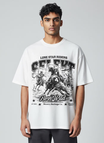 SELEKT Born Wild Rodeo Graphic Street T-Shirt - Classic White