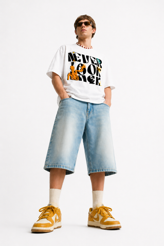 Never Look Back – Graphic Statement Tee - Classic White