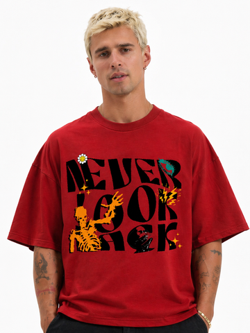 Never Look Back – Graphic Statement Tee - Red