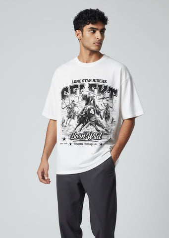 SELEKT Born Wild Rodeo Graphic Street T-Shirt - Classic White
