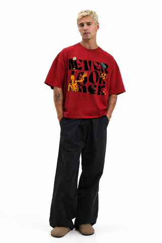 Never Look Back – Graphic Statement Tee - Red