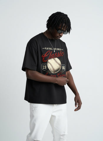 Classic American Game Oversized T-Shirt – Black